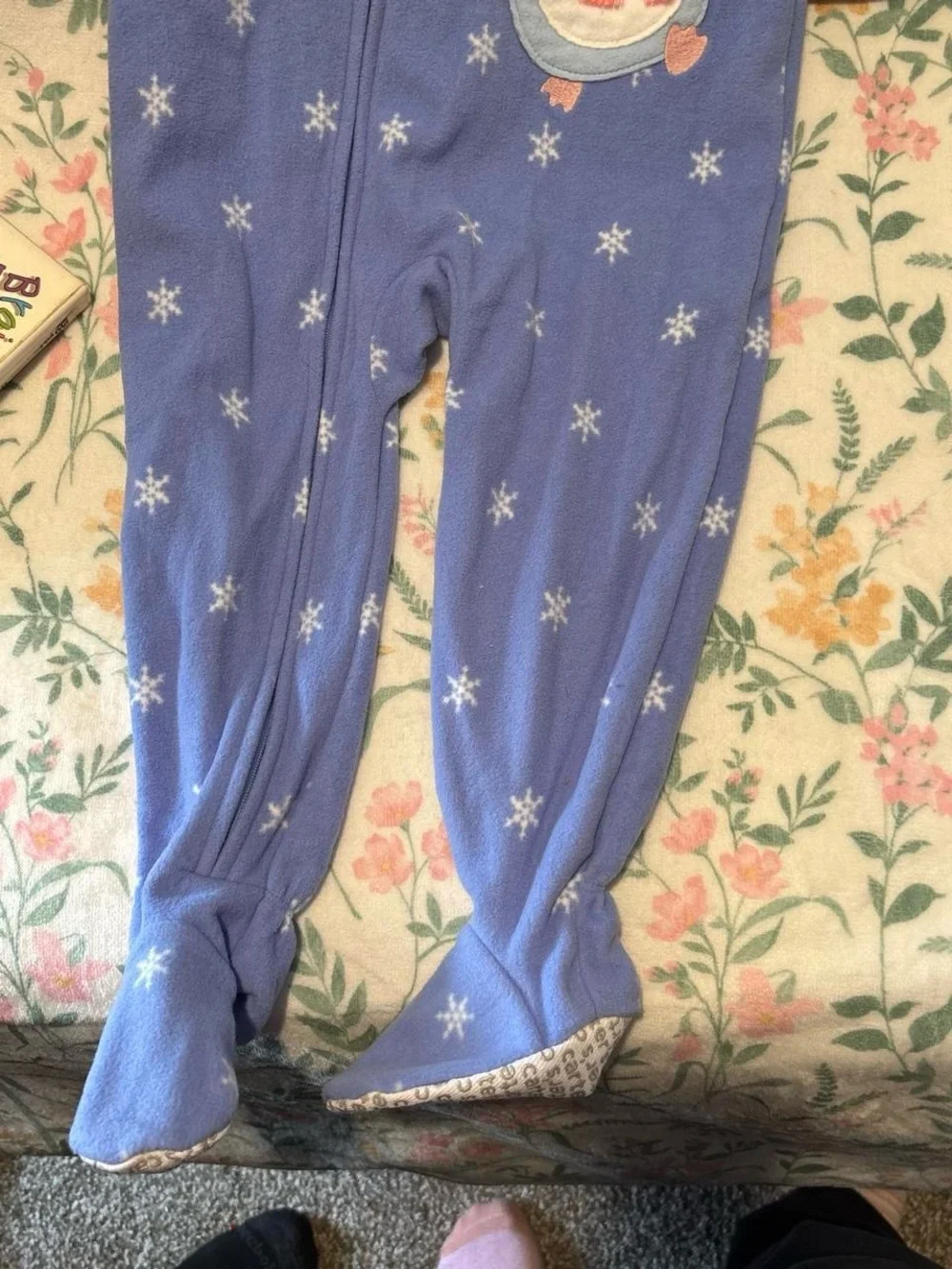 Carter's Blue Snowflake Penguin Fleece One-Piece